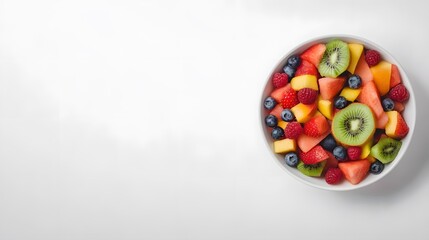 Fresh Fruit Salad in a White Bowl