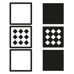 Square pattern icons. Geometric grid symbols. Black and white design. Minimalist vector shapes.