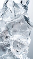 Obraz premium Abstract close-up of translucent ice sculpture with sharp, irregular edges and textures.