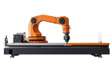 Industrial Robotic Arm on Transparent Background