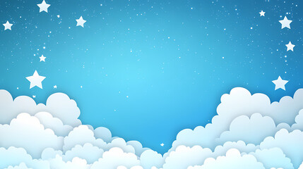 Fototapeta premium Abstract blue starry background with clouds. creative banner illustration. copy space for text. Starry. Illustration
