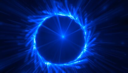 Fototapeta premium Glowing blue energy circle, abstract background