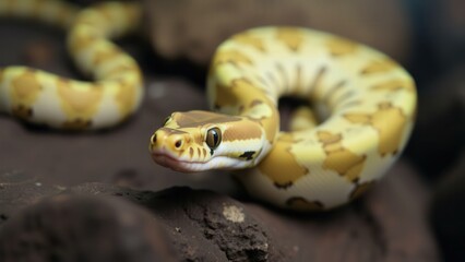 Obraz premium Golden Python: A Stunning Display of Nature's Beauty - Perfect for Wildlife Enthusiasts and Home Decor