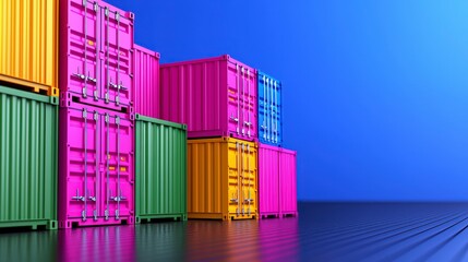 Colorful Shipping Containers  Global Trade  Logistics  and Export Import