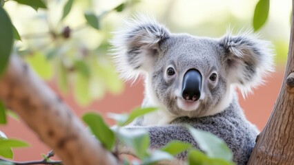Fototapeta premium Adorable Koala in Natural Habitat: Perfect for Wildlife Lovers and Nature Enthusiasts