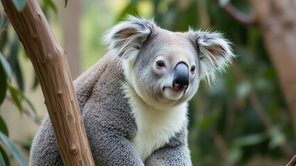 Fototapeta premium Adorable Koala in Natural Habitat: Perfect for Wildlife Lovers and Nature Enthusiasts