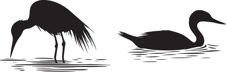 Obraz premium Silhouette of a bird diving beak vector silhouette