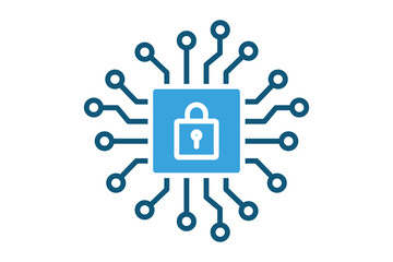 Fototapeta premium Security icon. solid icon style. icon related to network security, IT. network elements vector illustration