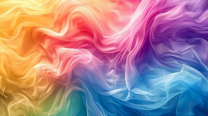 Fototapeta premium Vibrant Rainbow Hues of Draped Sheer Fabric, Soft and Flowing