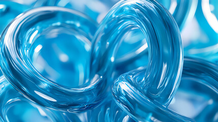 Energetic cerulean twisted 3d forms, perfect for lively summer campaign visuals. Cerulean. Illustration
