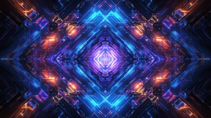 Fototapeta premium Abstract Neon Lightscape: A Kaleidoscope of Digital Geometry