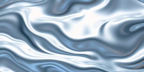 Obraz premium Abstract Silver Fluid Waves: Glossy Metallic Surface with Dynamic Flow Patterns
