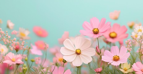 Fototapeta premium Colorful floral display in a meadow nature photography tranquil environment vibrant viewpoint