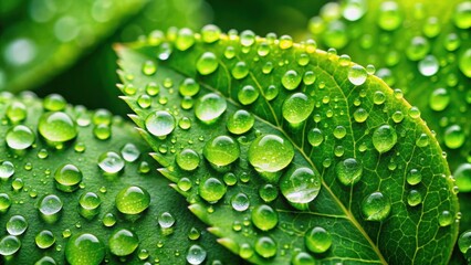 Water drops on vivid green leaves, water drops, green, nature, close-up, freshness, dew, raindrops, macro, plant, wet
