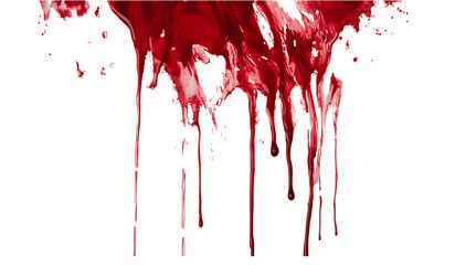 Blood dripping splash on transparent background