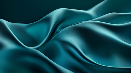 Obraz premium A close-up of flowing teal fabric, showcasing smooth textures and gentle waves.