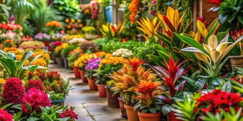 Colorful tropical plants at a vibrant flower market, tropical, plants, flowers, colorful, vibrant, garden, market
