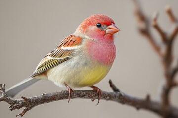 A Beautiful Songbird Gracefully Perched on a Delicate Branch Surrounded by Lush Green Foliage, Capturing the Essence of Nature in a Tranquil and Serene Woodland Setting