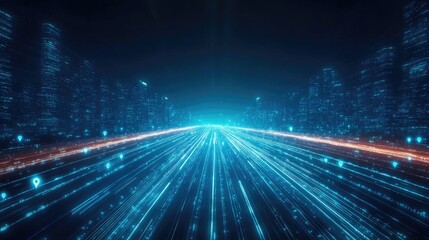 Fototapeta premium Glowing Digital Connections on a Futuristic Tech Network Background