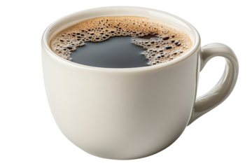 cup of hot coffee with foam cut out,png,  isolated on a white background,  isolated design element

