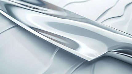 Fototapeta premium Sleek Silver Blade Resting on Abstract White Draped Surface