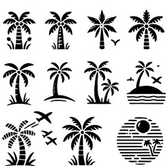 Obraz premium Tropical Paradise: Palm Tree Icons Collection 