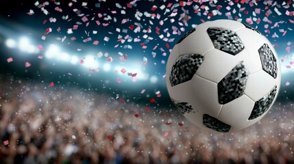Fototapeta premium Soccer Victory Celebration Confetti Crowd Stadium
