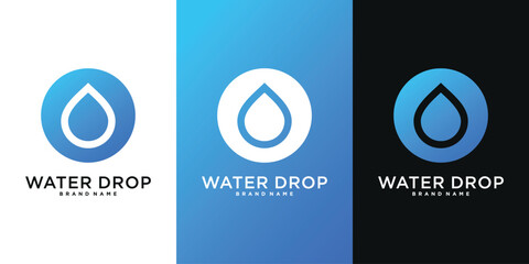 Water drop logo template, icon aqua droplet