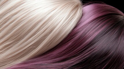 Naklejka premium Blonde and Purple Hair Close up Texture Style Beauty Fashion Salon Hair Extensions
