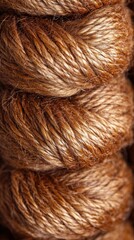 Fototapeta premium Close-up of tightly wound brown yarn.
