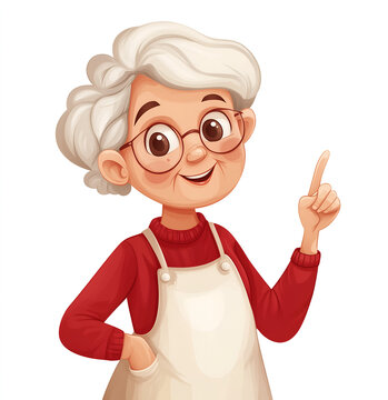 recommend clip art: Cute elderly woman character on white, cute grandma clipart