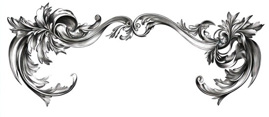 Fototapeta premium Art nouveau-inspired silver frame with flowing organic shapes, isolated on transparent background,
