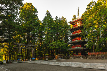 Gojunoto, five story pagoda, at the Nikko Toshogu in Nikko, Tochigi Prefecture, Japan.