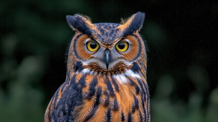 Fototapeta premium Majestic Great Horned Owl Closeup Wild Bird Photography Nature