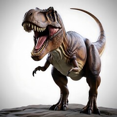 Fototapeta premium Powerful Tyrannosaurus Rex against a plain background.