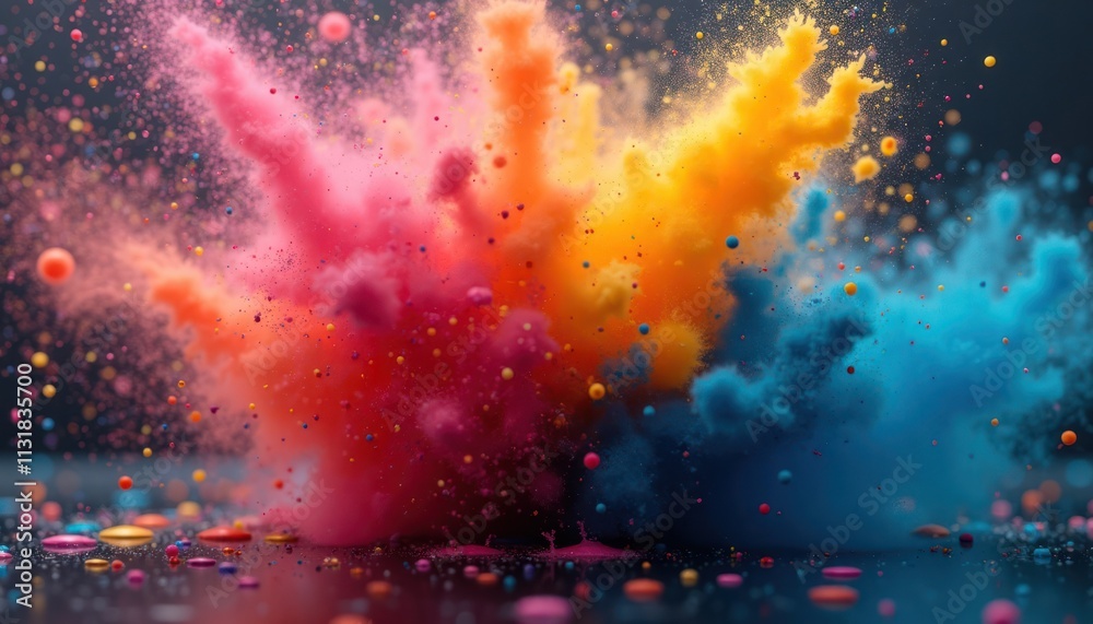 Poster colorful paint explosion abstract background. vibrant colors in dynamic motion. abstract art explosi