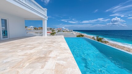 Fototapeta premium Luxury Oceanfront Villa with Infinity Pool Terrace Stunning Sea View