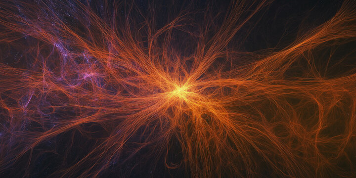 Abstract fiery network, glowing energy