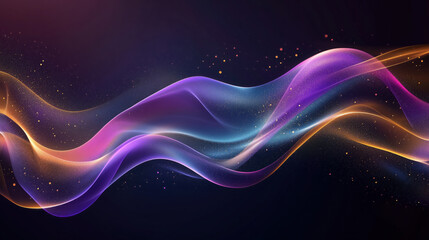 Fototapeta premium Abstract 3D Flowing Liquid-Like Wave Textures in Violet, Indigo, and Gold Gradient