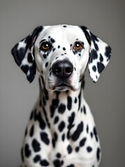 Stunning Dalmatian Dog Portrait Spots, Fur, Breed, Canine, Eyes, Face, Animal, Pet, Photography. Generated AI