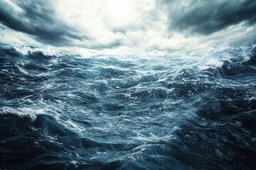 Naklejka premium Dramatic ocean waves under a stormy sky.