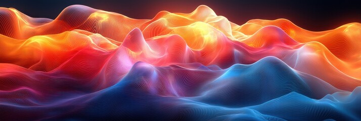 Obraz premium Abstract Colorful 3D Render Dynamic Waves Energy Flowing Lines Vibrant Hues Digital Art Background