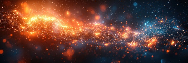 Fototapeta premium Abstract Network Connection Glowing Nodes Digital Technology Background