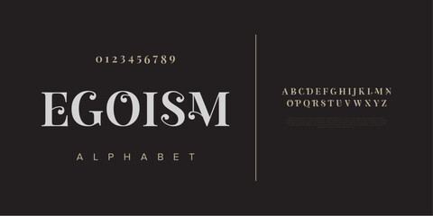 Fototapeta premium Egoism typography beauty fashion elegant minimalist serif italic fonts decorative wedding vintage retro logos. Minimal luxury font alphabet logo. Vector illustration