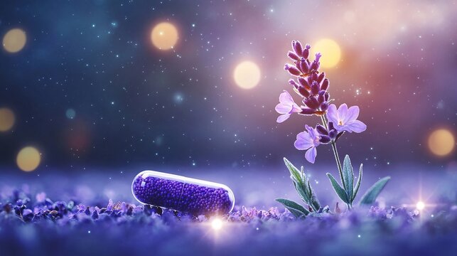 Lavender blooming with capsule nature setting macro photography soft focus health concept for relaxation