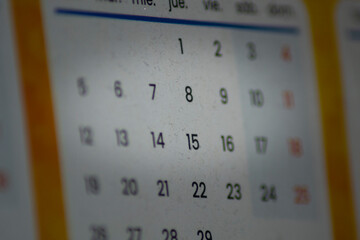 close up of a calendar