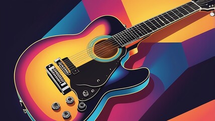 Fototapeta premium Vibrant Abstract Guitar with Colorful Background