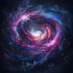 Obraz premium Space galaxy with bright stars and colorful nebulae clouds spiral, deep, outer, dust, planet, 