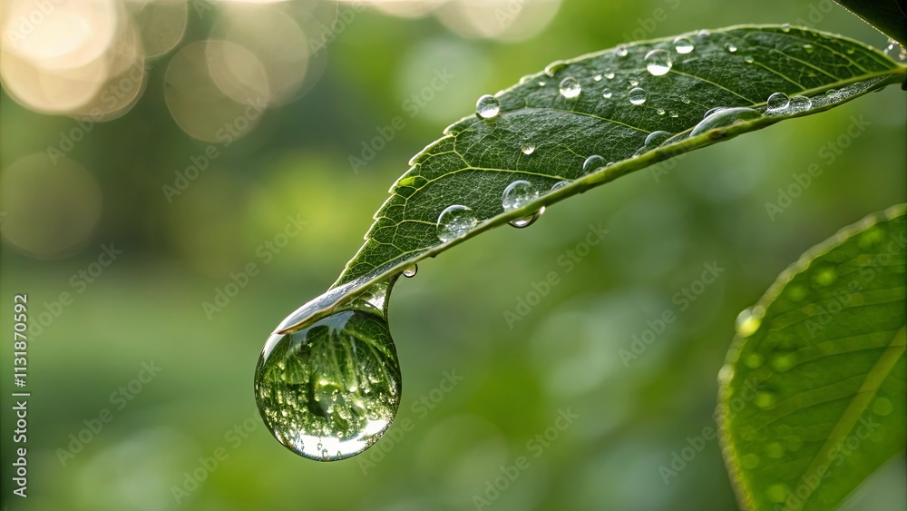 Poster a leaf with a drop of water on it
