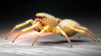 Fototapeta premium Detailed Close up of a Yellow Spider Macro Photography of Arachnid Insect Nature